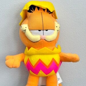 GARFIELD Easter Egg Plush Yellow & Pink Stuffed Animal Toy Cat Suction Cup EUC